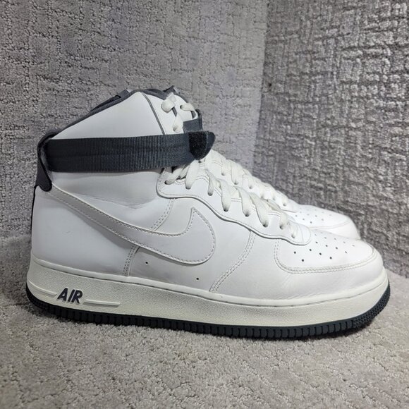 Nike Air Force Mens Size 13 White Charcoal Leather Basketball